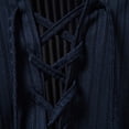 thumbnail image 7 of ZGRBOU Men's Medieval Lace Up Stand Collar Shirt Vintage Ribbed Knit Long Sleeve Tops Renaissance Pirate Casual Blouse, 7 of 7