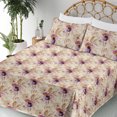 thumbnail image 3 of Ambesonne Floral Design Fitted & Flat Sheet with Shams 4 Pcs Set, Bloom Vintage Neutral, Queen, Eggplant Lilac Champagne, 3 of 5