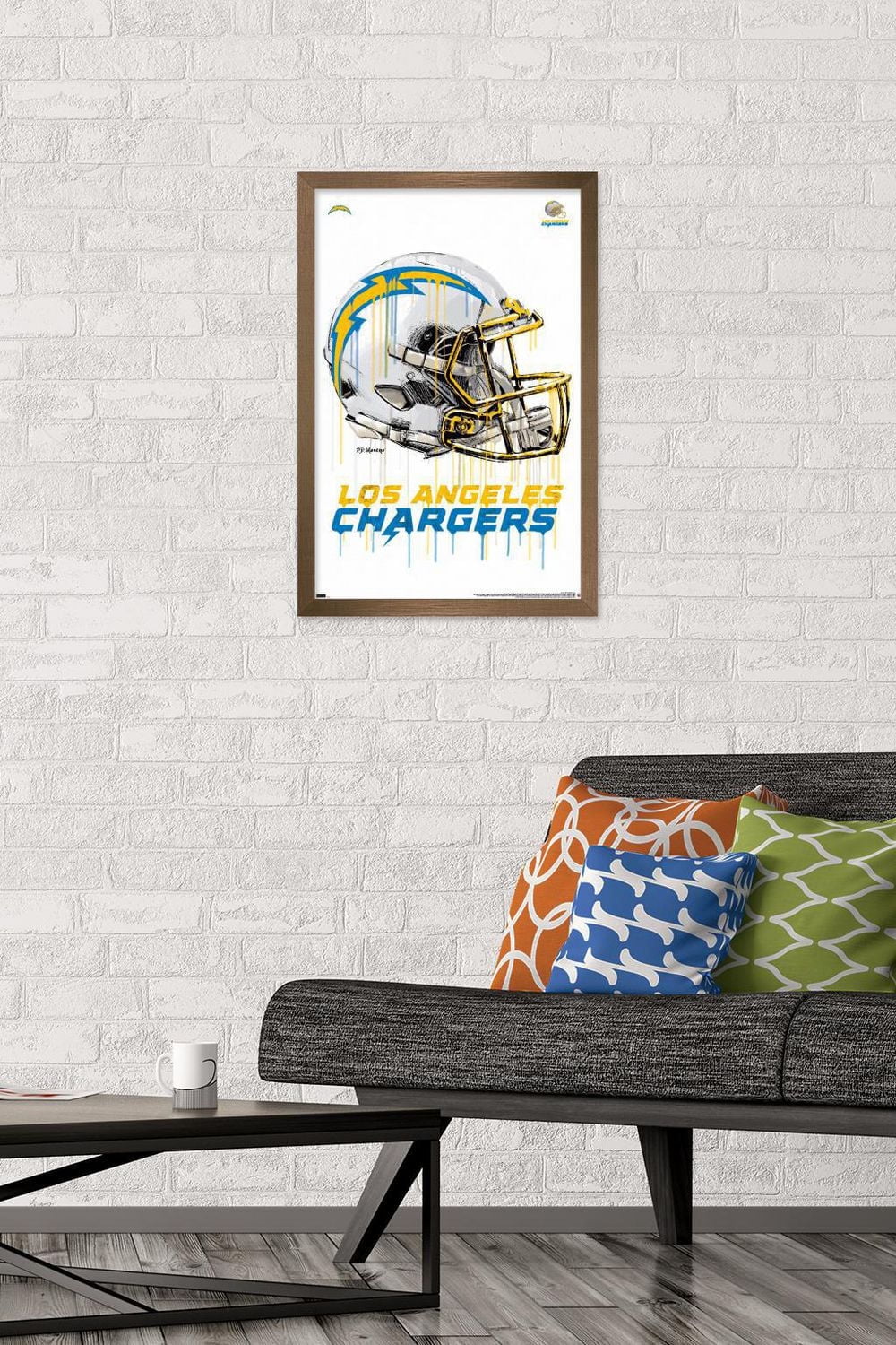 NFL Los Angeles Chargers - Drip Helmet 20 Wall Poster, 14.725" x 22.375" Framed