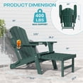 thumbnail image 5 of FODINGHILL Folding Adirondack Chair with Ottoman, Adjustable Backrest HDPE All-Weather Firepit Chair with Cup Holder, Forest, 5 of 8