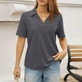 thumbnail image 5 of Womens Polo Shirts Short Sleeve V Neck Collared Tops Golf Tops Office Work Business Summer Casual Outfits Dark Gray XL, 5 of 5