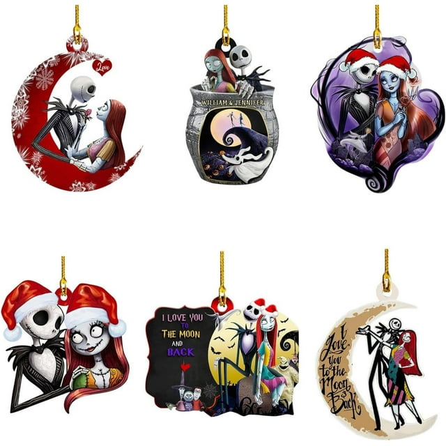 Adornos para árboles de Navidad, 6 piezas de colgantes de acrílico, bonitos adornos de pesadilla para árboles de Navidad, decoración colgante para interiores de casas, fiestas de Halloween, adornos pa