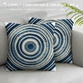 thumbnail image 3 of Qinduosi  Compass Throw Pillow Cushion Cover, Compass Illustration with Lettering Nautical Ocean Adventure Themed Print, Decorative Square Accent Pillow Case, , Indigo Blue White, 3 of 5