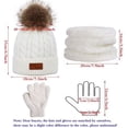 thumbnail image 2 of Morttic 3Pcs Toddler Boys Girls Winter Beanie Hat Scarf Gloves Set, Kids Warm Fleece Lining Hat Beanie Sets For age 2-6 Years (White), 2 of 6