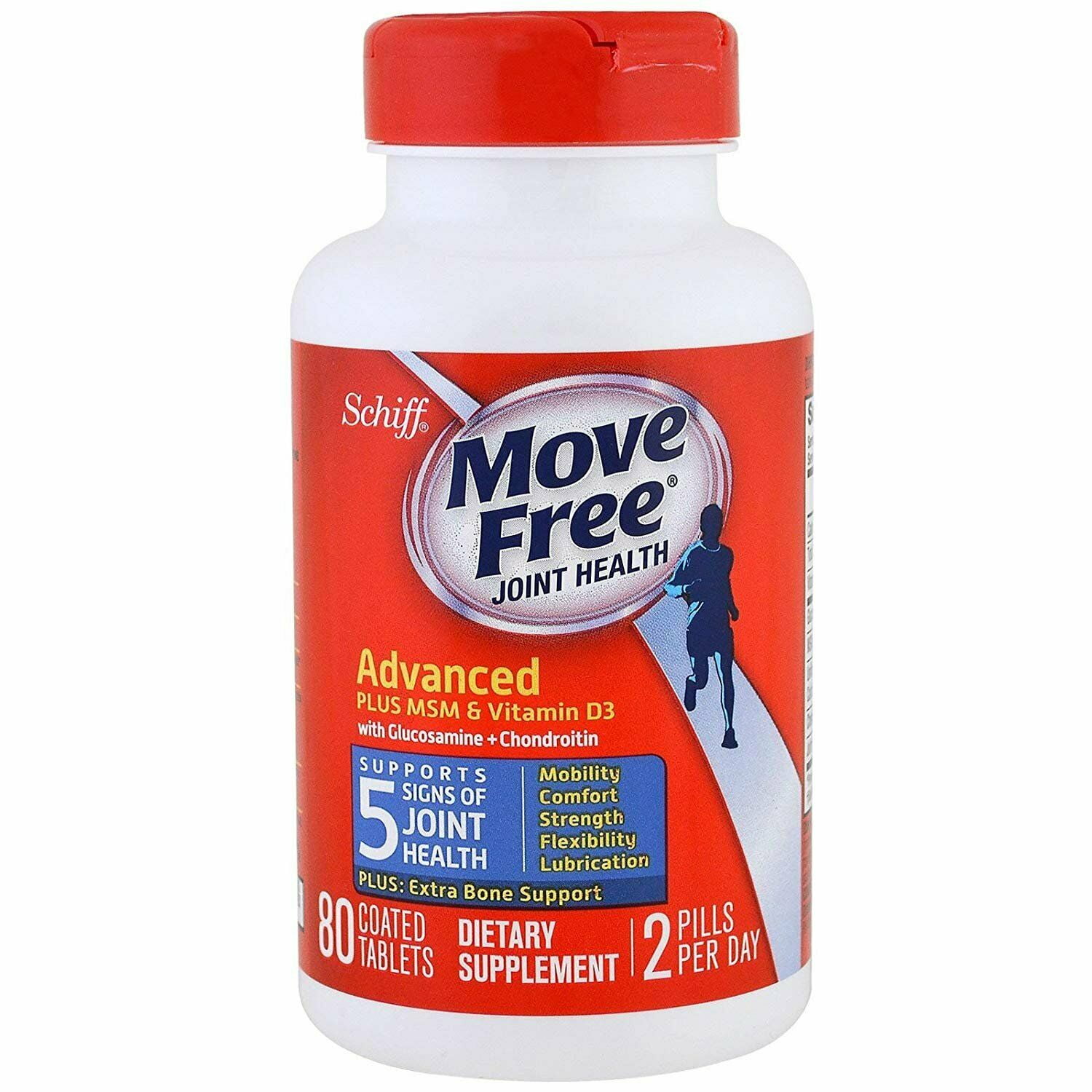 3 Pack - Move Free Advanced Plus MSM and Vitamin D3 Joint Health Supplement with Glucosamine and Chondroitin 80 ct