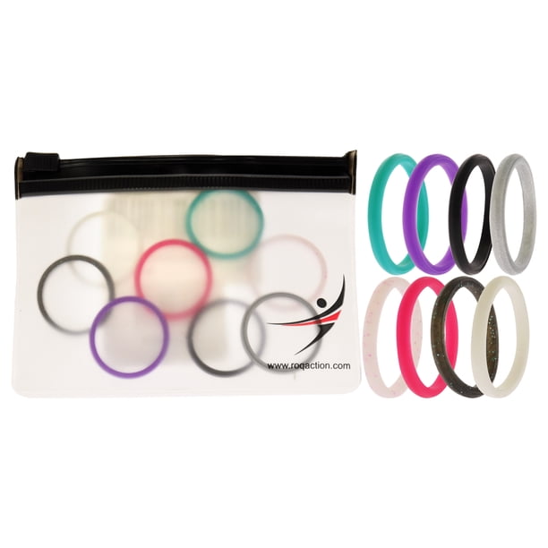Juego de anillos de boda de silicona con puntos apilables - Multicolor de ROQ para mujer - Anillo de 8 x 11 mm