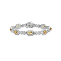 Natural Emerald-Cut Citrine Infinity Bracelet 4.30 Carat (Ctw) in Rhodium Plated Sterling Silver