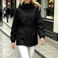 thumbnail image 5 of WRKEKC Windbreaker Jackets for Women Solid Color Hooded Long Sleeve Zip Up Drawstring Waist Windproof Outdoor Coat, 5 of 7