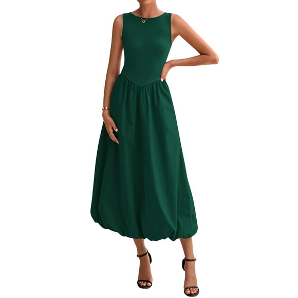Vestido BTFBM maxi casual sin mangas para mujer de verano 2025