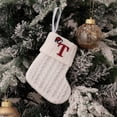 thumbnail image 2 of Lilixerw Knitted Christmas Stockings with Initials,White Embroidery Letter Christmas Stockings,Christmas Socks Gift Bag for Holiday Family Party,(T), 2 of 3