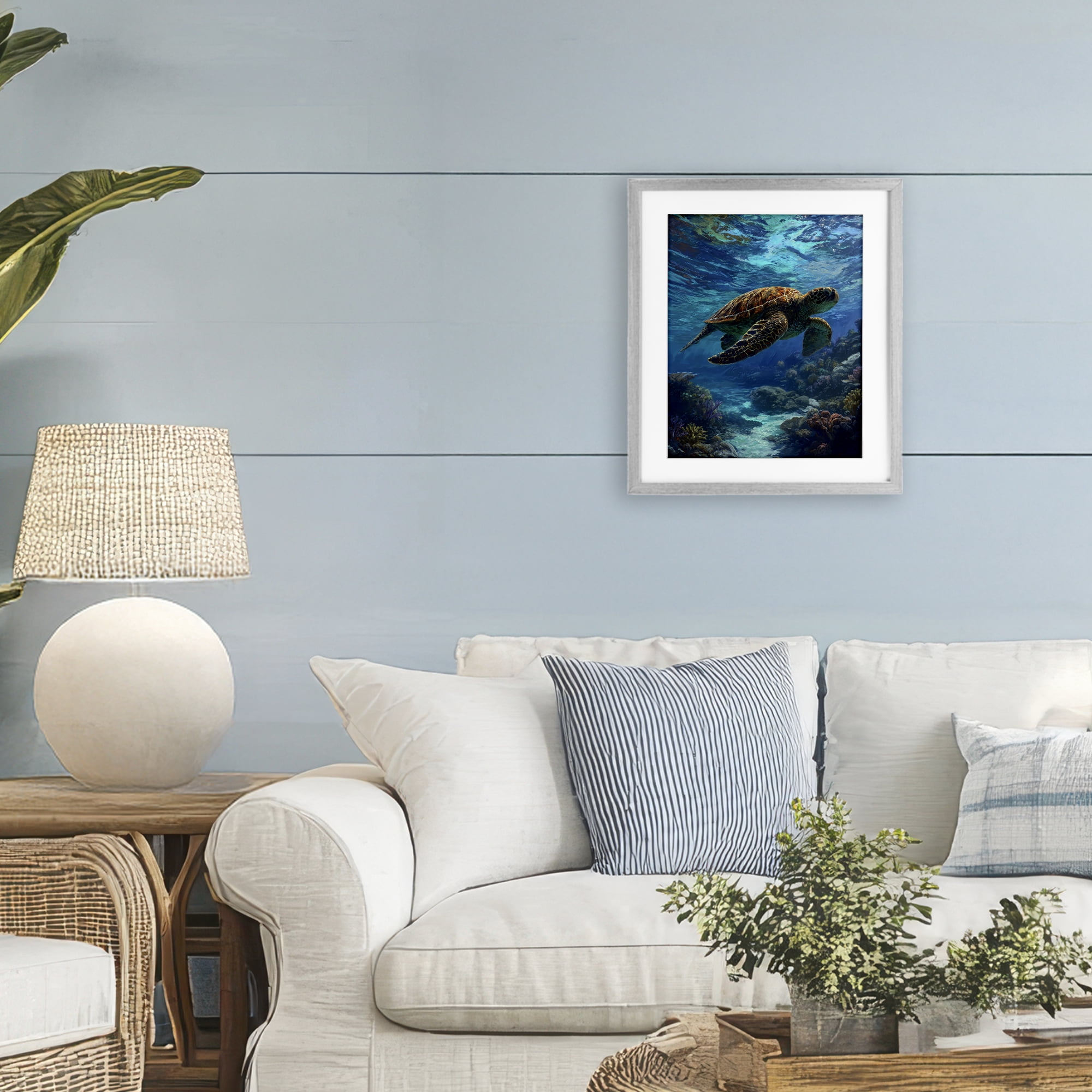 Stupell Industries Oceanic Adventurer Tortoise Gray Framed Print Under Glass, design by Franklyn Gregory
