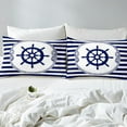 thumbnail image 4 of Erosebridal Blue Rudder Fitted Sheet Set Queen,Stripes Fitted Sheet Queen，Ocean Bedroom Decor,Ultra Soft,3pcs(No Top Sheet), 4 of 6