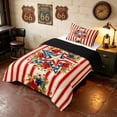 thumbnail image 2 of Manfei Watercolor Stars Twin Comforter Sets, Floral Stripe Bedding Set, Red White Blue Green, Black Reversible 2pcs, 1 Comforter and 1 Pillowcase, 2 of 6