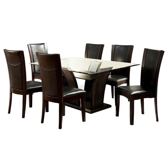 Furniture of America Waverly 7-Piece Wood Dining Table Set in Brown Cherry