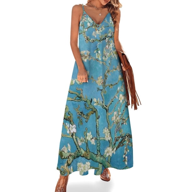 1890-Vincent van Gogh-Flor de almendro-73,5x92 Vestido sin mangas Ropa femenina Vestido para mujer Verano