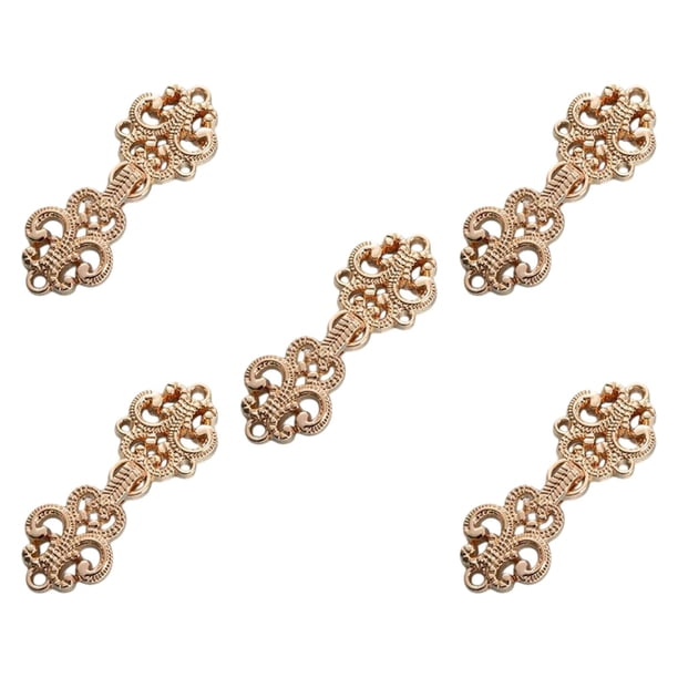 5 cierres de broche de capa con hebilla elegante para abrigos, vestidos, cheongsam y disfraces de escenario Oro