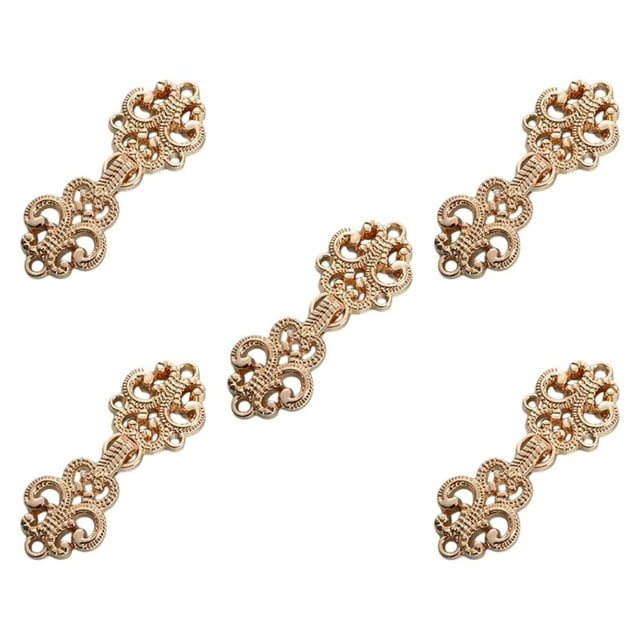 jifeng 5Pcs Cloak Clasp Fasteners Clasp Closure Buttons for Costumes Sweater Outfit Gold