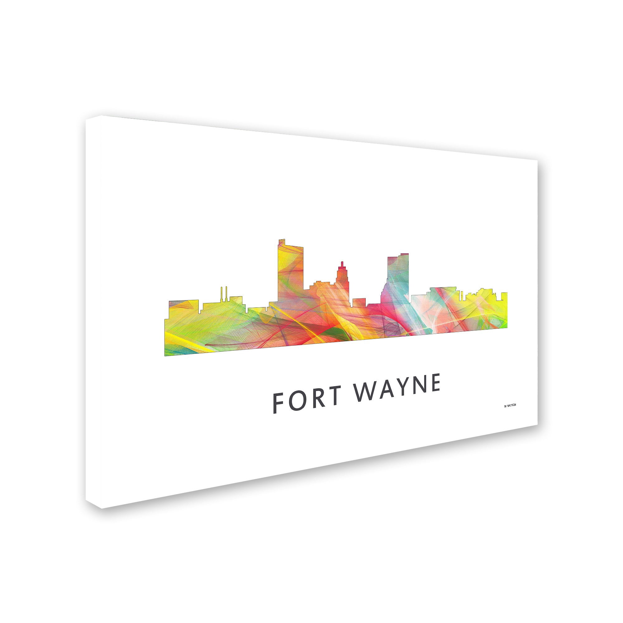 Trademark Fine Art 'Fort Wayne Indiana Skyline WB-1' Canvas Art by Marlene Watson