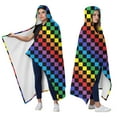 thumbnail image 2 of Wearable Blanket,Colorful Rainbow Checkered Pattern Hooded Wearable Flannel Blanket for Adults & Teens,Winter Poncho Shawl Wrap Cape Cozy Anti-Pill,60"x80", 2 of 5