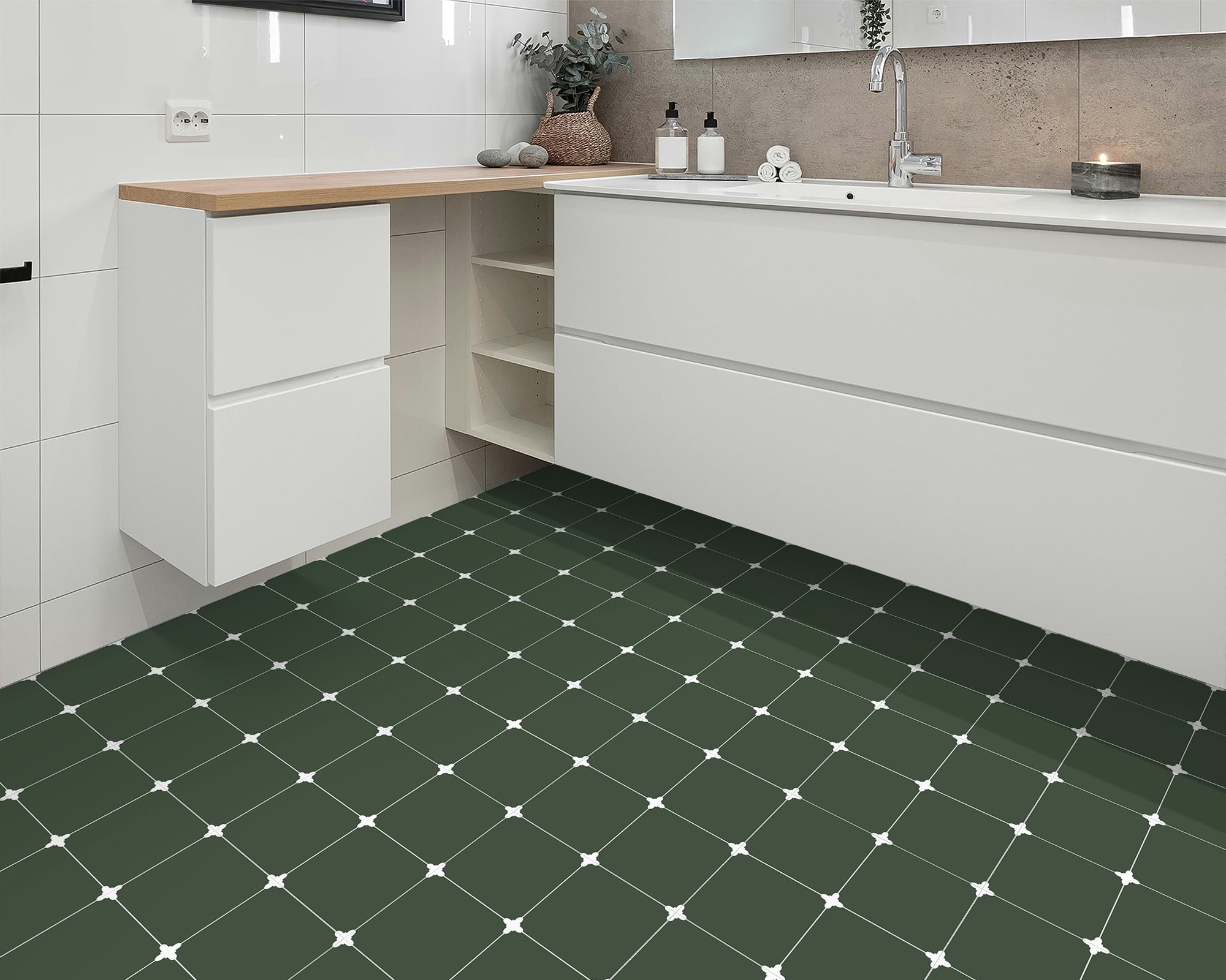 DEWOO 10 Sheet Peel and Stick Floor Tile, Vinyl Flooring, Waterproof DIY Flooring for Bathroom, Kitchen, Fireplace, Stairs, Bedrooms, Wall, Pantry Room 12"x 12"
