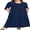 Navy Blue, variant on JuneFish Women's Plus Size Dresses 1X to 5X Crewneck Ruffle 3/4 Sleeve Casual Maxi Dress
