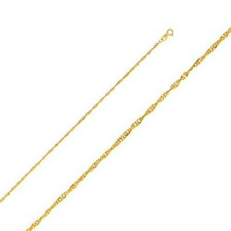 14k Gold Fill Necklace - 14K Yellow Gold Men Women's 1.6MM Singapore Chain Spring Clasp (20)