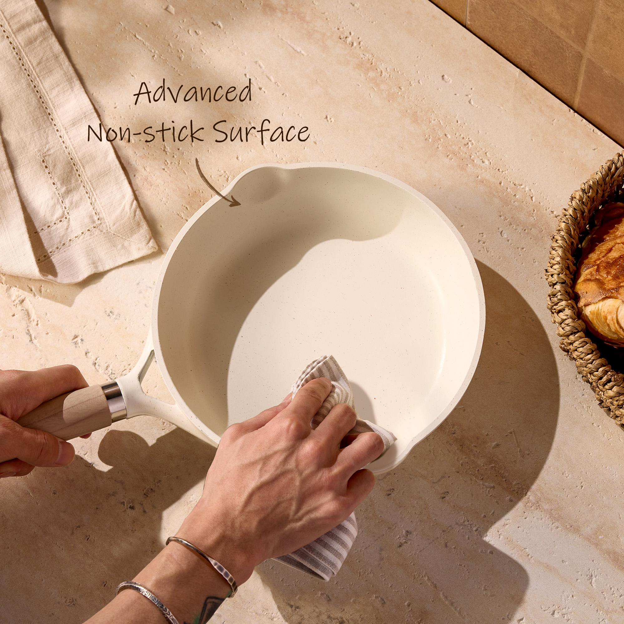 Carote 8 In Non-Stick Frying Pan, White Granite photo 3