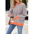 thumbnail image 3 of Sweatshirt For Women Oversized Long Sleeve Striped Pullover Color Block Crewneck Casual Loose Tops Y2K Clothes Workout Shirt, 3 of 7