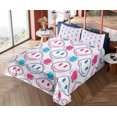 thumbnail image 4 of Ambesonne Emoji Fitted & Top Sheet Set with Sham, Bicolour Modern Antique Art, Blue Pink, 4 of 5
