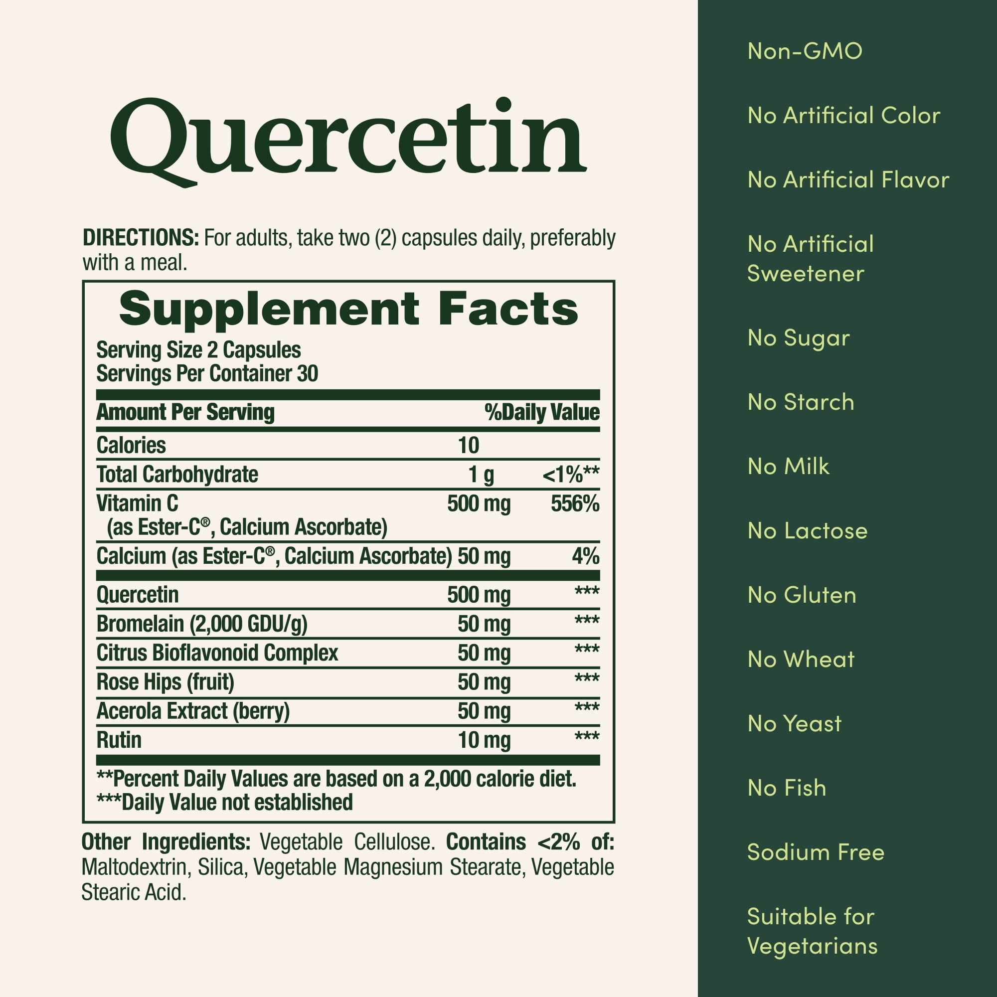 Nature's Bounty Quercetin Vitamin C Dietary Supplement Antioxidant Capsules with Ester-C for Immune Support, 60 Count