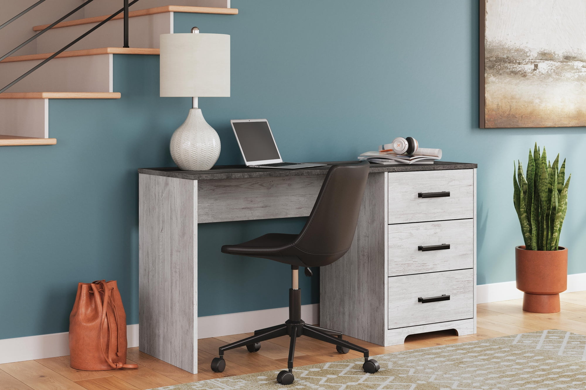 Signature Design by Ashley Shawburn 54" Farmhouse Home Office Desk, White/Charcoal Gray