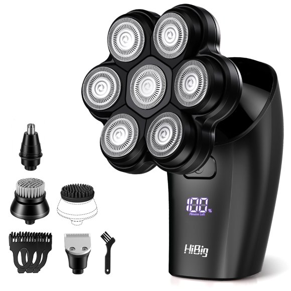 Afeitadora eléctrica HiBig 7D magnética e impermeable, kit de cuidado personal