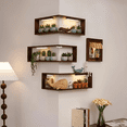 thumbnail image 5 of Gumesh Space-Saving Corner Shelves - Floating Wall Mounted Organizer for Bathroom, Kitchen & Living Room(1Pc,Walnut Color), 5 of 8