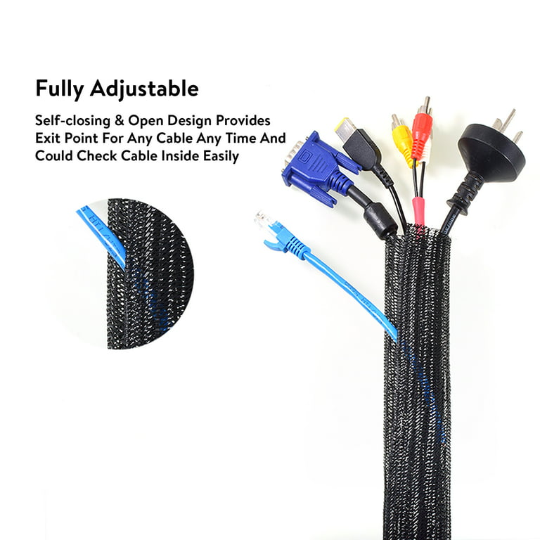 Onn. Mesh Cable Management Sleeve - Black - 10 ft