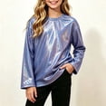 thumbnail image 2 of Juorvia Tops for Girls Kids Loose Fitted Crew Neck Long Sleeve Blouse Sequin Dance Performance Stage(7-8Years,Blue), 2 of 5