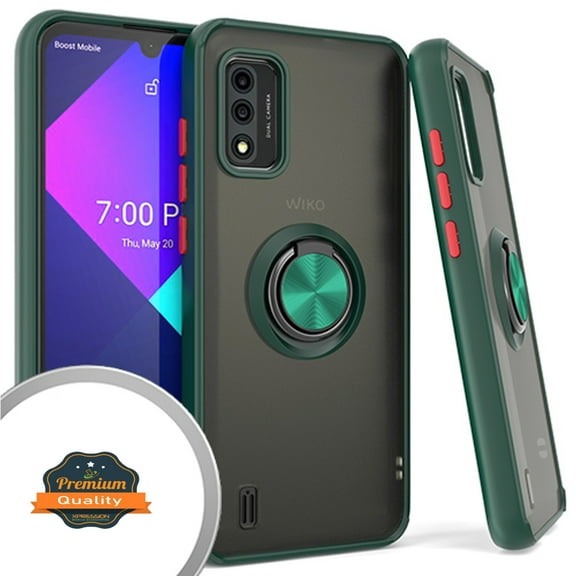 Case for Wiko Ride 3 Finger Ring Stand Holder Kickstand Hybrid Frosted Silicone TPU Hard PC Frame Shock-Absorption Phone Cover for Wiko Ride 3 by Xpm - Green