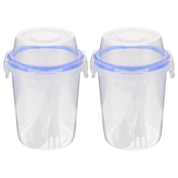 AURARMLET Sealed Plastic Overnight Oats Containers 2pcs Leakproof for Home Travel