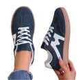 thumbnail image 5 of Women’s Suede and Leather Lace-Up Sneakers with Gum Sole Durable Comfort Shoes Lightweight Casual Fashion Footwear for Everyday Wear,Blue 40(US-7.5), 5 of 5