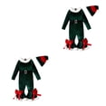thumbnail image 2 of Ounissouiy Traje de Navidad para niñas, traje de Navidad cálido con parte inferior de campana de manga larga, traje para recién nacidos, Verde 120 yardas 2piezas, 2 of 6