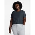 thumbnail image 2 of Athletic Works Women's and Women's Plus Relaxed ButterCore Tee with Short Sleeves, Sizes XS-4X, 2 of 3
