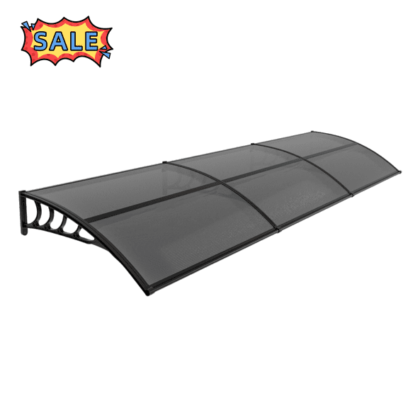 Tcbosik Window Awning Door Canopy 120" x 40", Polycarbonate Cover Front Door Outdoor Patio Awning Canopy, UV Rain Snow Protection Hollow Sheet, Black & Brown