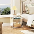 thumbnail image 2 of Acrylic End Table Record Player Table with Storage Shelf Clear Side Table Nightstand (15.7x19.7x11.8) (Clear), 2 of 9