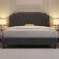 thumbnail image 3 of Yaheetech Queen Size Upholstered Bed Frame with Wooden Slat Support, Dark Gray, 3 of 8
