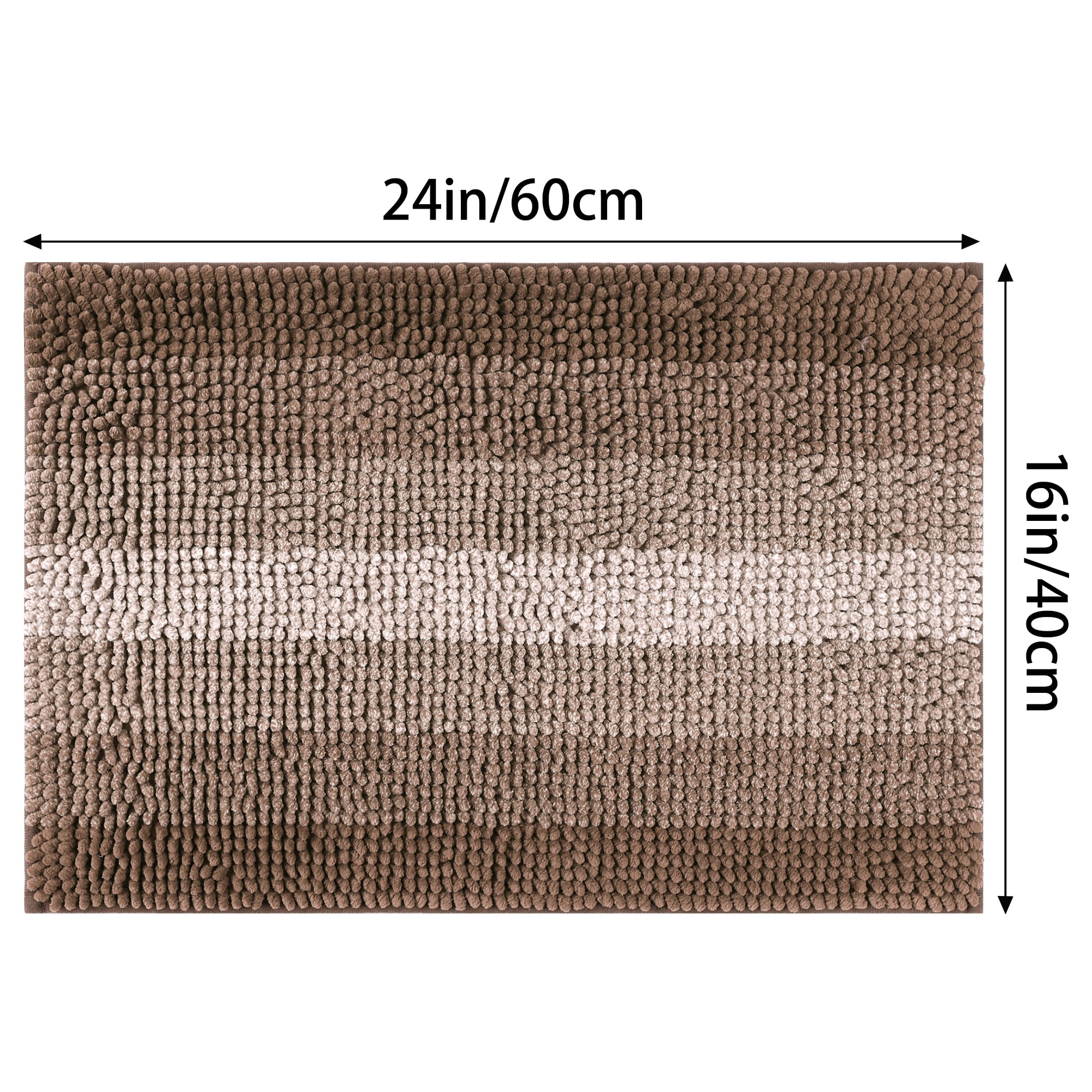 Unique Bargains Striped Bathroom Rugs Non-Slip Bath Carpet Bath Mats Coffee-1 16"x24"