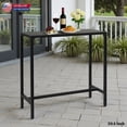 thumbnail image 2 of Hassch Bar Table, 39.4" Iron Patio Pub Table with Slatted Top, Adjustable Feet for Stability, Easy Assembly for Outdoor Garden, Balcony, Poolside or Living Room (Black), 2 of 9