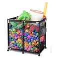 thumbnail image 1 of Yescom Metal Frame 6 Wheels Large Mesh Pool Storage Bin Netting Organizer, 37"x24"x35", Black, 1 of 10