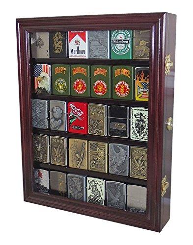 Mahogany Finish 165 Thimble Display Case Wall Cabinet Shadow Box with Glass Door