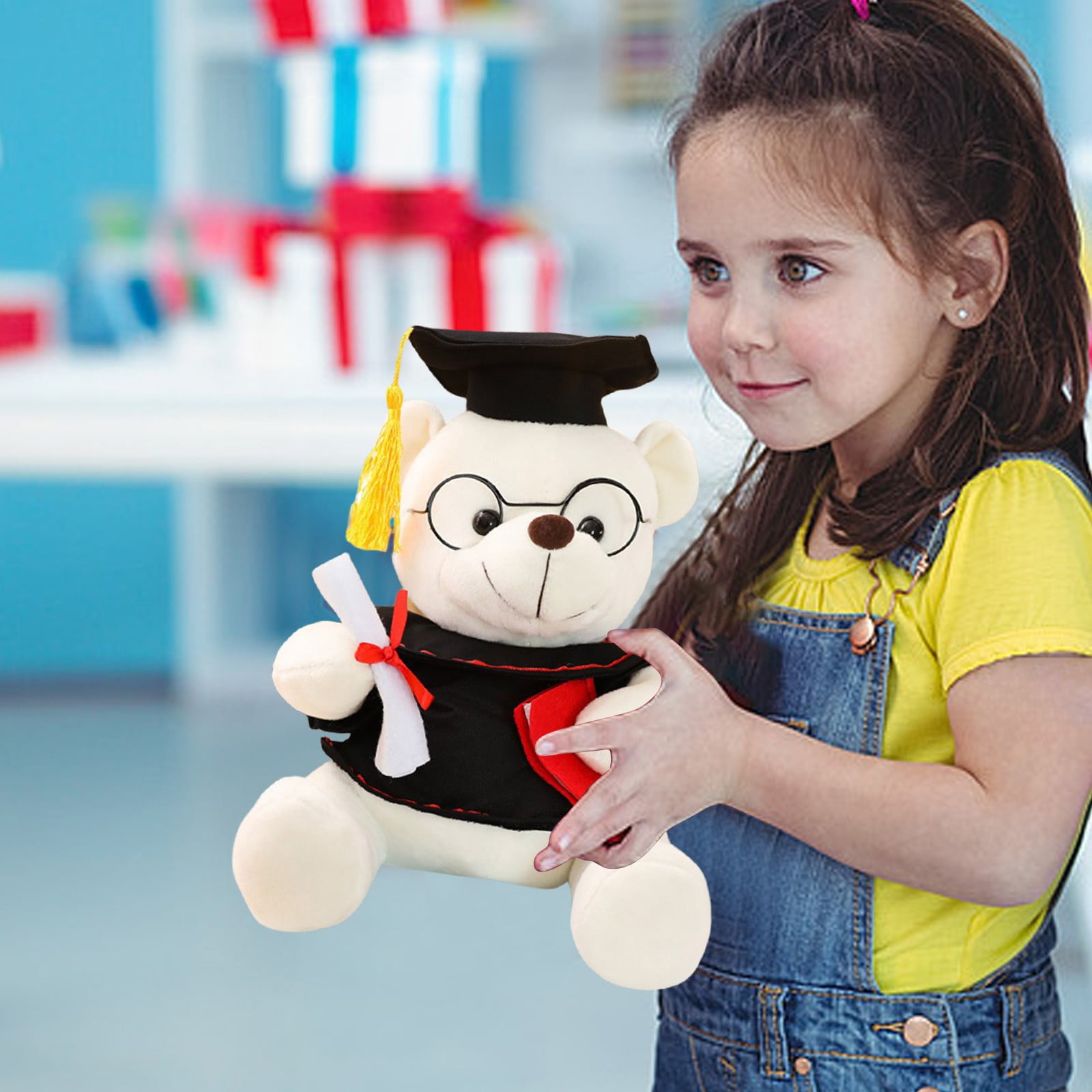 HCBY 2 Pack Graduation Plush Bear, 7 Inch Doctor Bear with Mini Cap Gown Glasses Scroll, Soft Cloth Doll for Graduation Season, Perfect Gift for Graduate Students Mentor