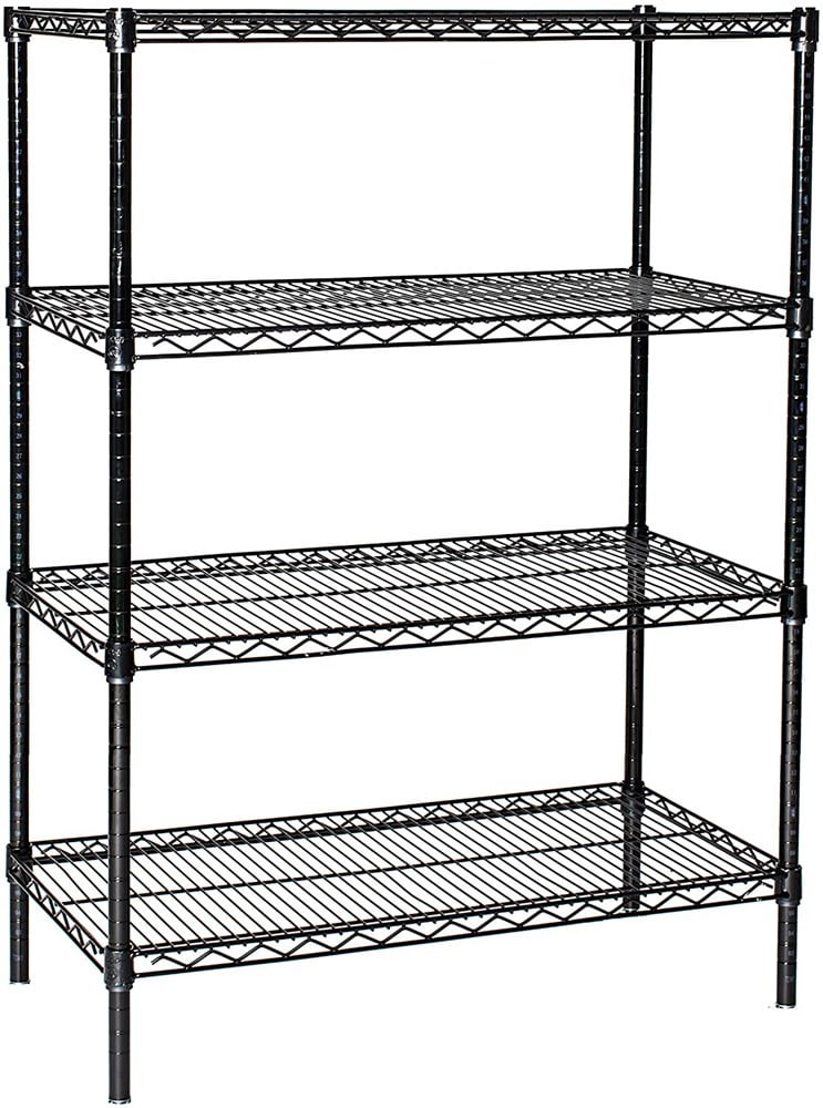 Cabinet Shelf Organizer inch. 14 Garage NSF Certified Black Epoxy 4-Shelf Kit with 86 inch. inch. Posts Kitchen Storage x 24 Perfect for Home Commercial 