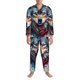thumbnail image 3 of Balery Tie-Dye Wolf Head Pijama para Hombre de Dos Piezas con Manga Larga, Conjunto de Dormir y Descanso Suave con Bolsillos-Large, 3 of 7
